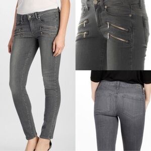 PAIGE High Rise Edgemont Skinny Gray Jean with zippers